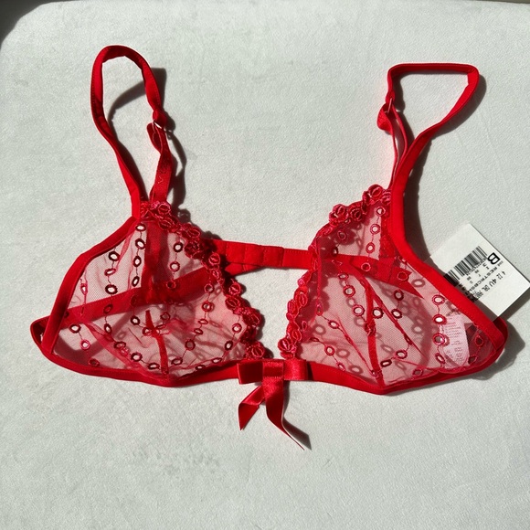 NWT LA PERLA Vintage Red sheer embroidered bra. - Picture 2 of 10